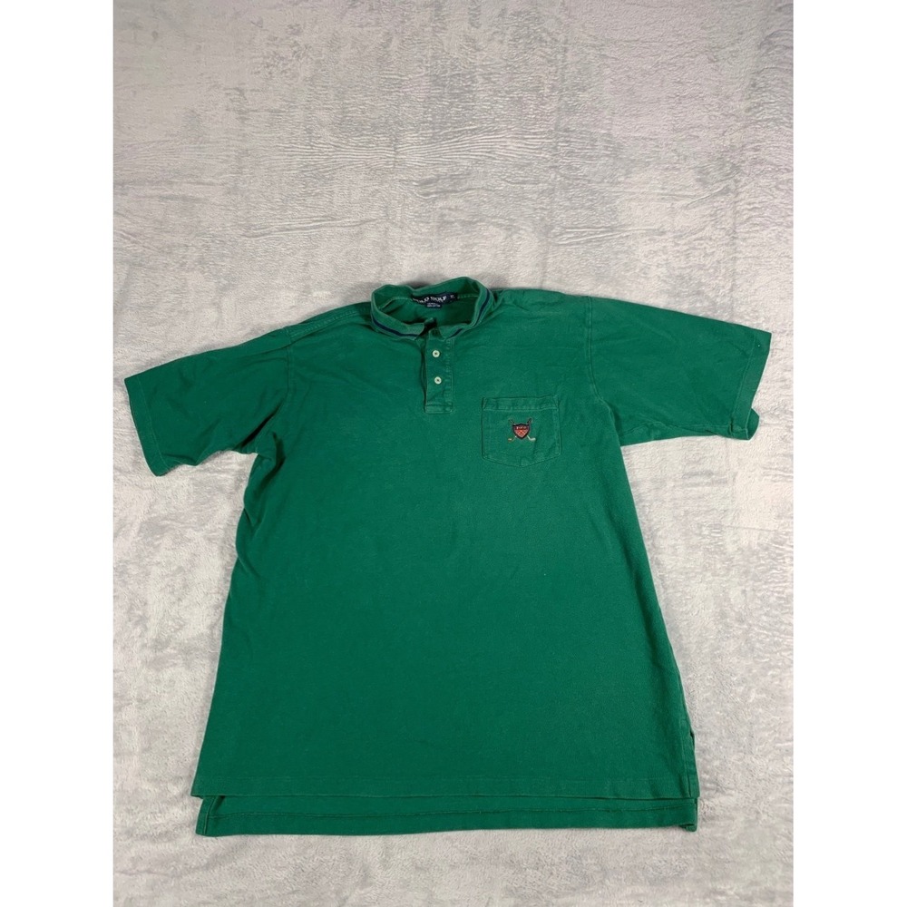 Vintage Polo Golf Ralph Lauren Shirt Mens XL Green Crest Logo Pocket